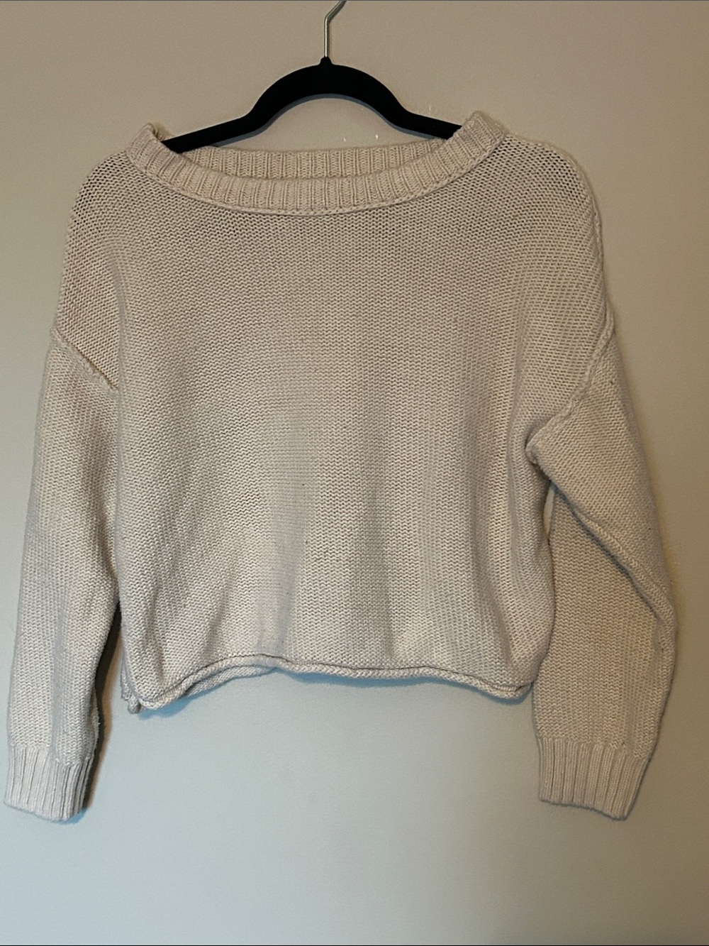 American Eagle Outfitters Cream Crewneck Sweater